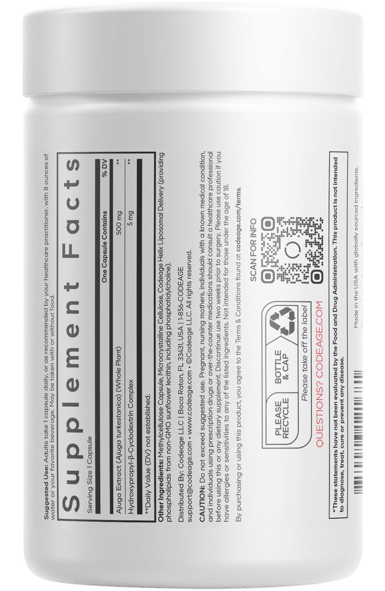 Codeage Liposomal Turkesterone 500 mg Supplement, Alternate, color, White