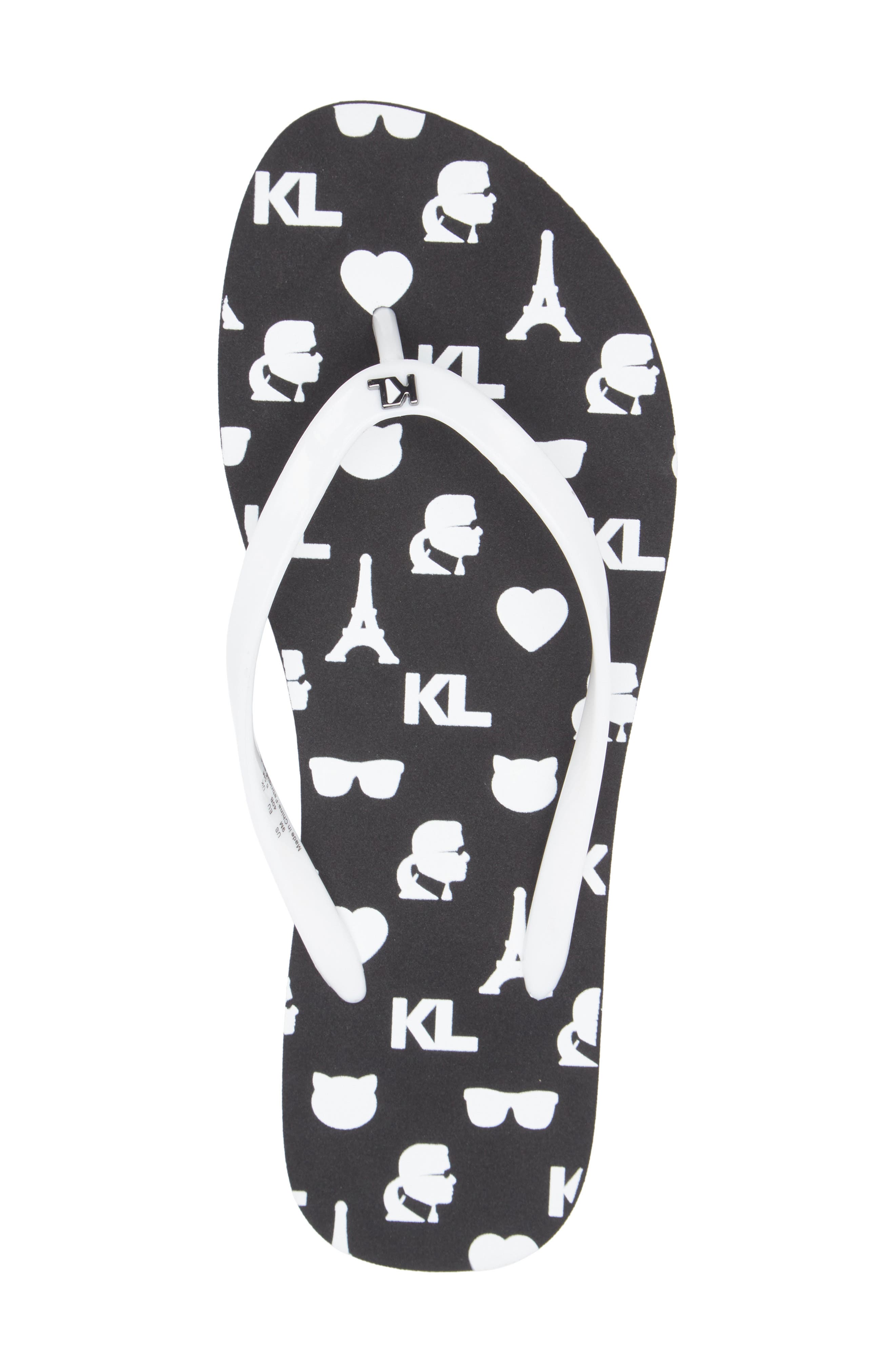 KARL LAGERFELD PARIS Zemora Flip Flop, Alternate, color, Black/ White