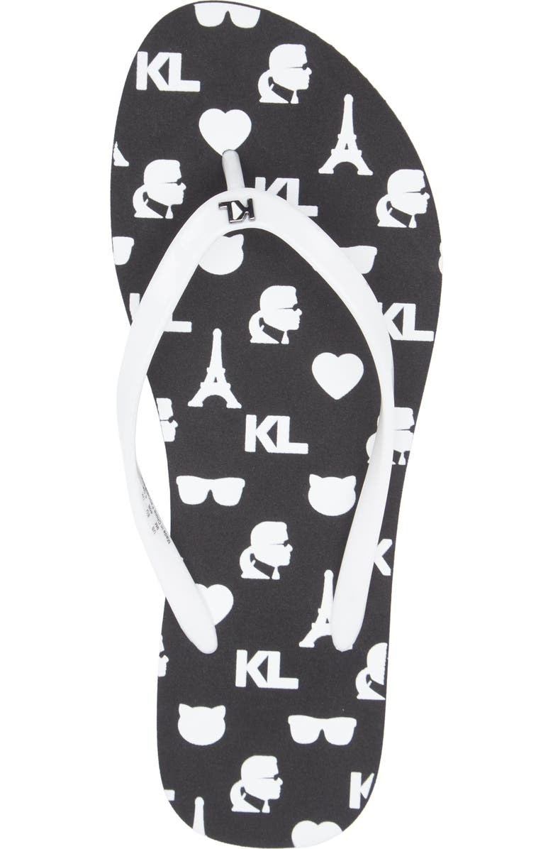 KARL LAGERFELD PARIS Zemora Flip Flop, Alternate, color, Black/ White