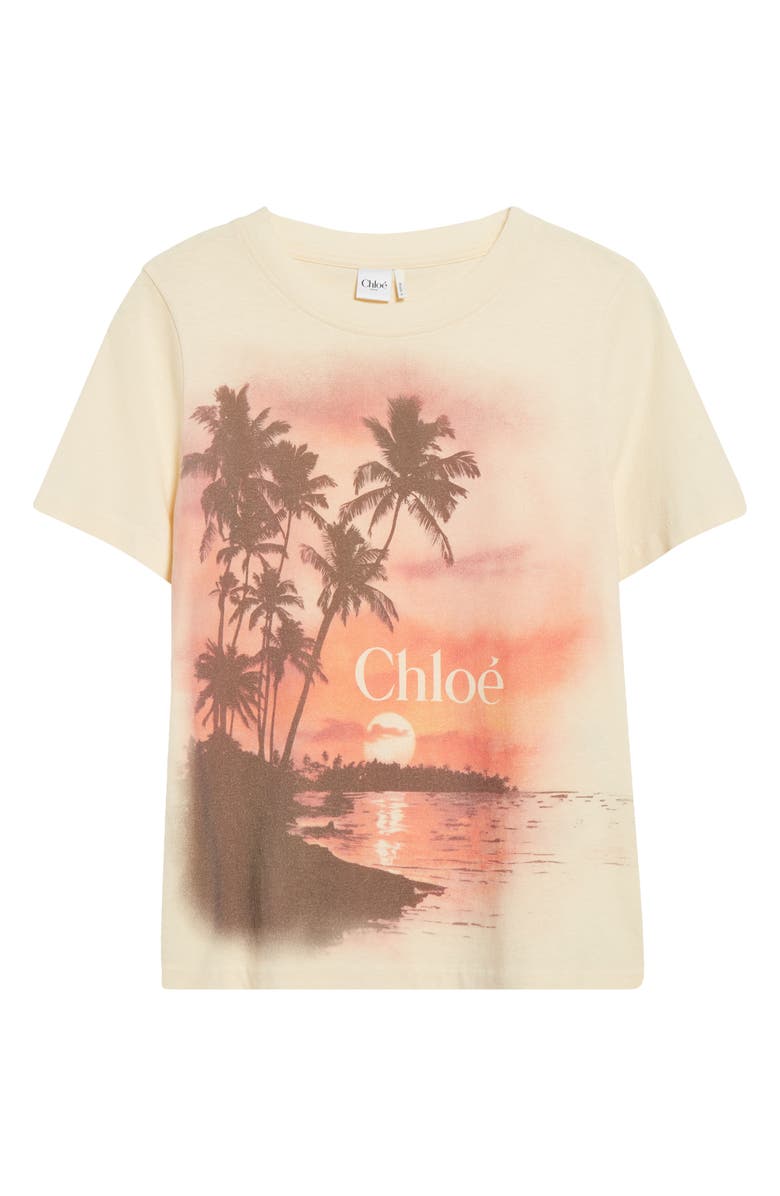Chloé Sunset Cotton Jersey Graphic T-Shirt, Alternate, color, Blondie Yellow
