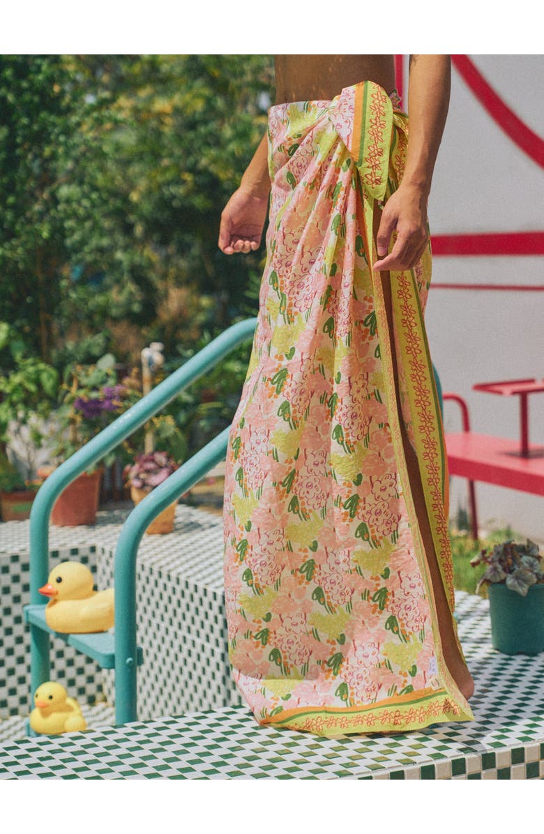 Lost Pattern "Le Jardin" Beach Sarong Wrap, Alternate, color, Pastel Blush