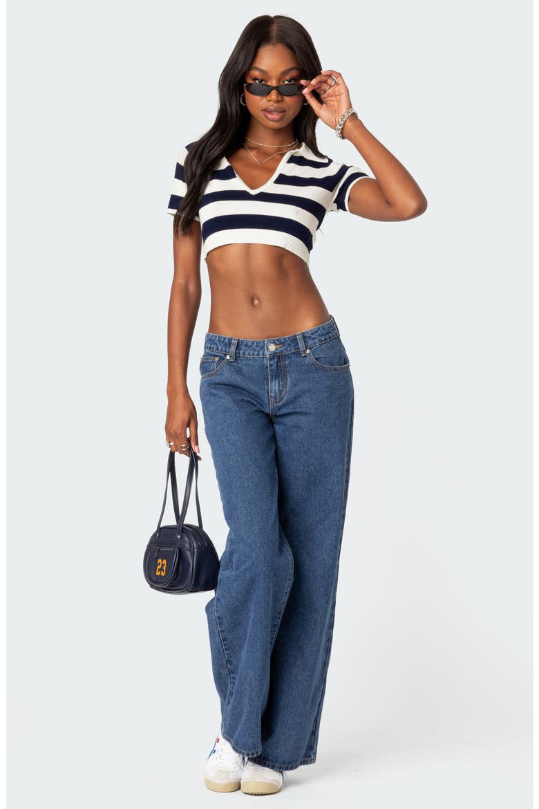 Skai Stripe Crop Sweater, Alternate, color, NAVY-AND-WHITE