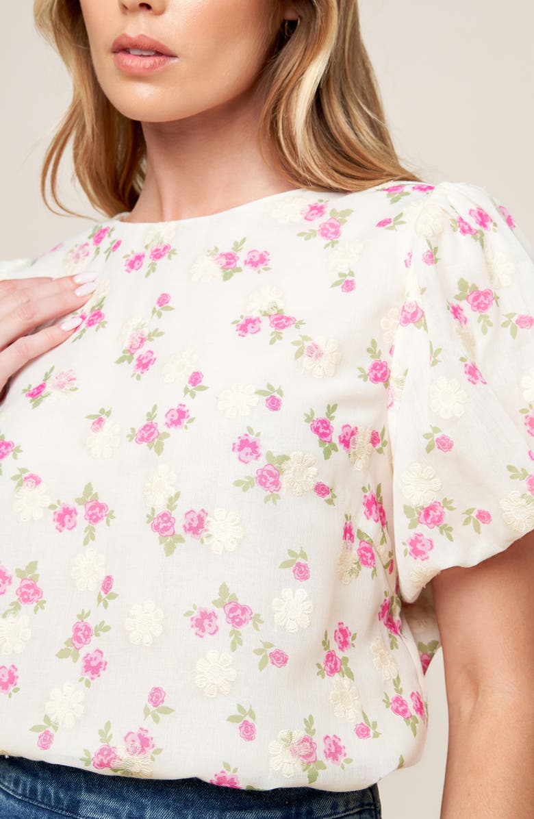 FLYING TOMATO Textured Floral Print Top, Alternate, color, Cream