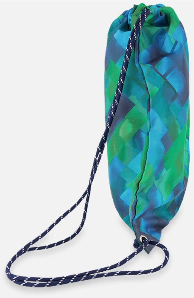 Deux par Deux Diamond Sporty Durable Everyday Drawstring Bag, Alternate, color, Blue Diamond Print