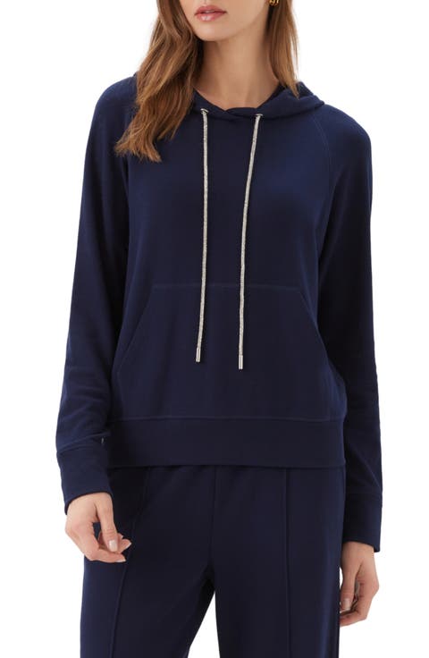 Rhinestone Drawstring Hoodie