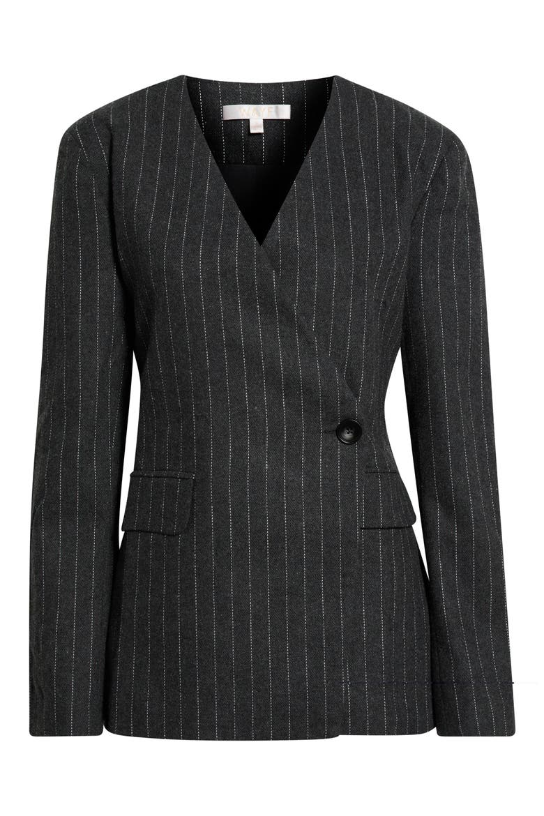 Jennifer Pinstripe Collarless Jacket, Main, color, CHARCOAL