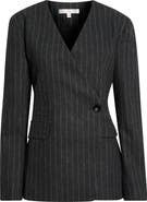 WAYF Jennifer Pinstripe Collarless Jacket