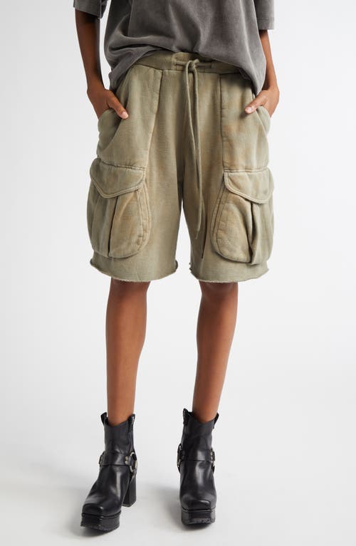 R13 Relaxed Mulitpocket Sweat Shorts In Faded Olive