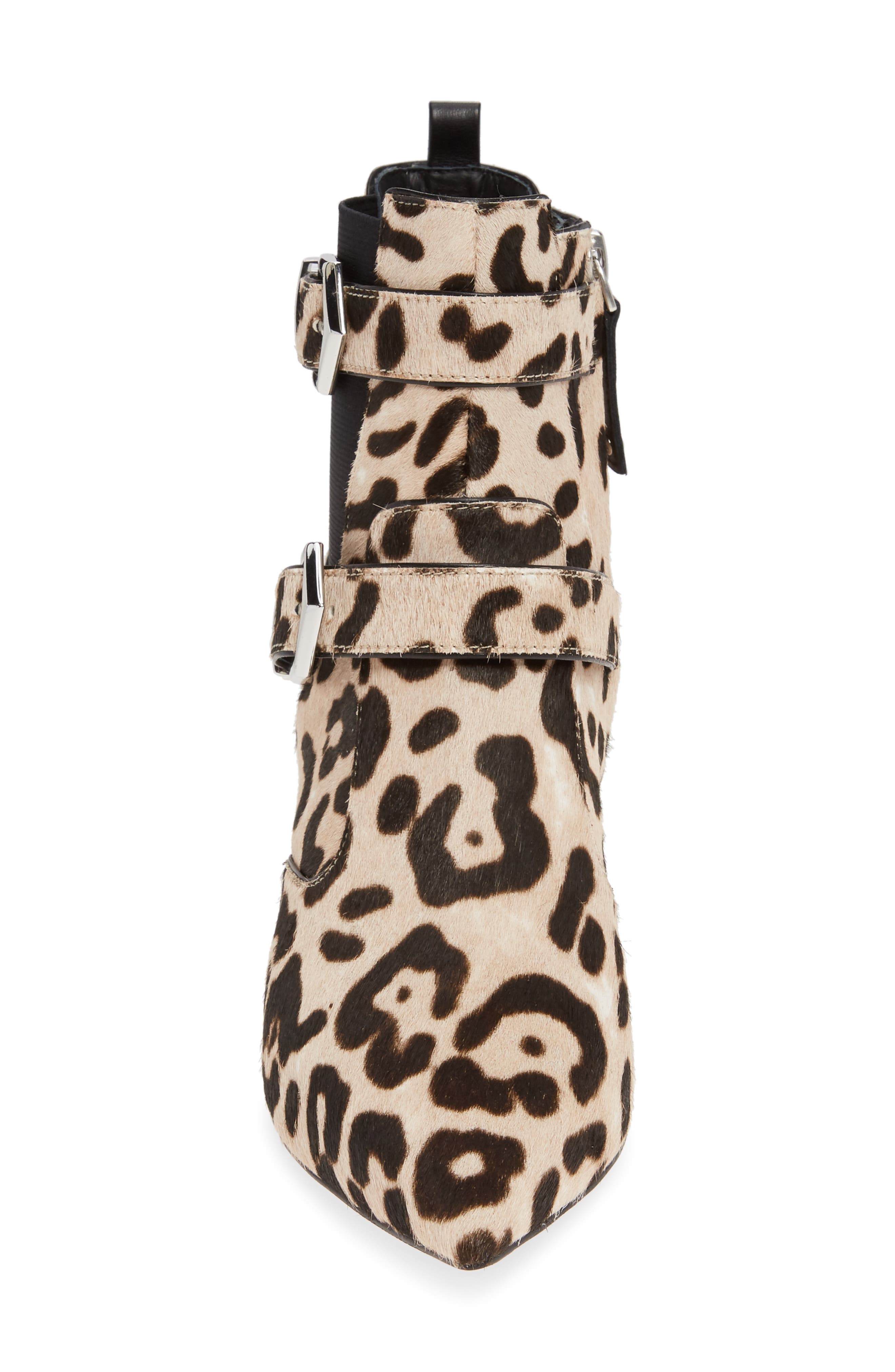 Linea Paolo Nikita II Genuine Calf Hair Bootie, Alternate, color, White Black Leopard Calf Hair