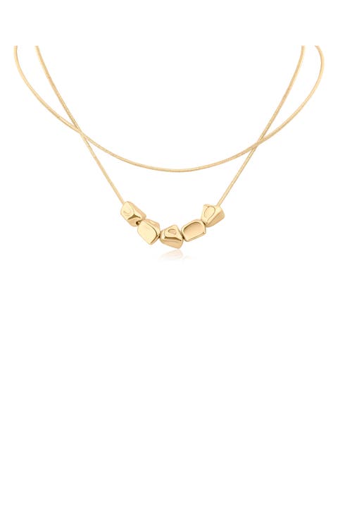 Pebble Beaded Layered Necklace