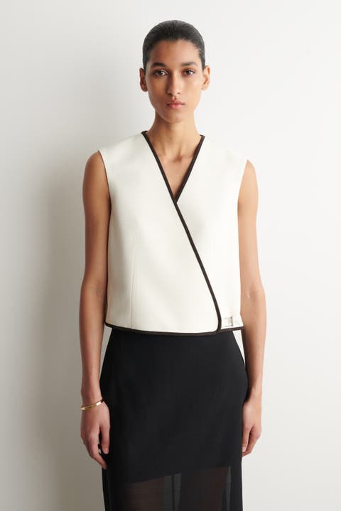 Contrast-trimmed Wrap Vest