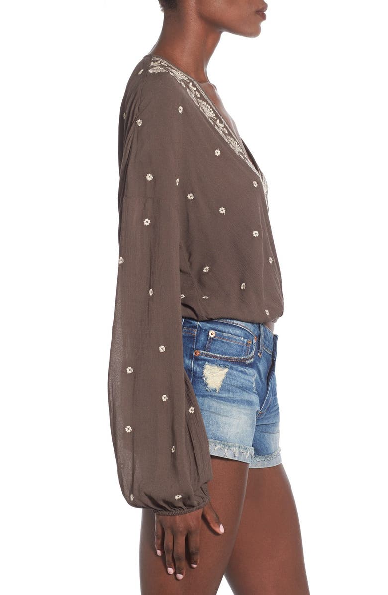 Chloe & Katie Embroidered Surplice Blouse, Alternate, color,