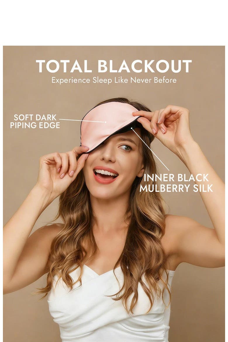 Pure Silk Elastic Band Sleep Eye Mask, Alternate, color, Pink