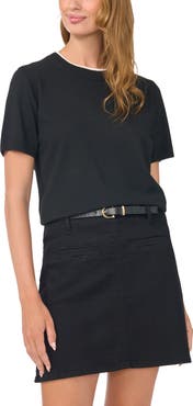 Vince Camuto Contrast Detail Short Sleeve Sweater