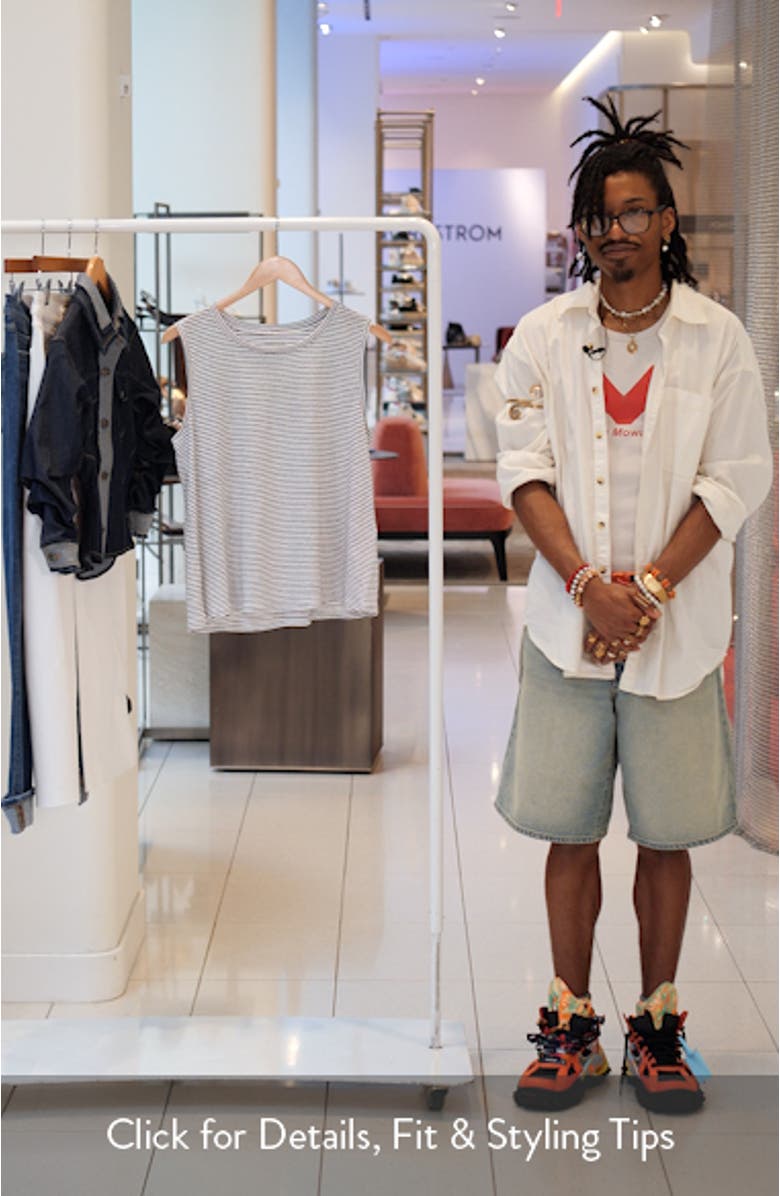 Stripe Crewneck Organic Linen Tank, sales video thumbnail