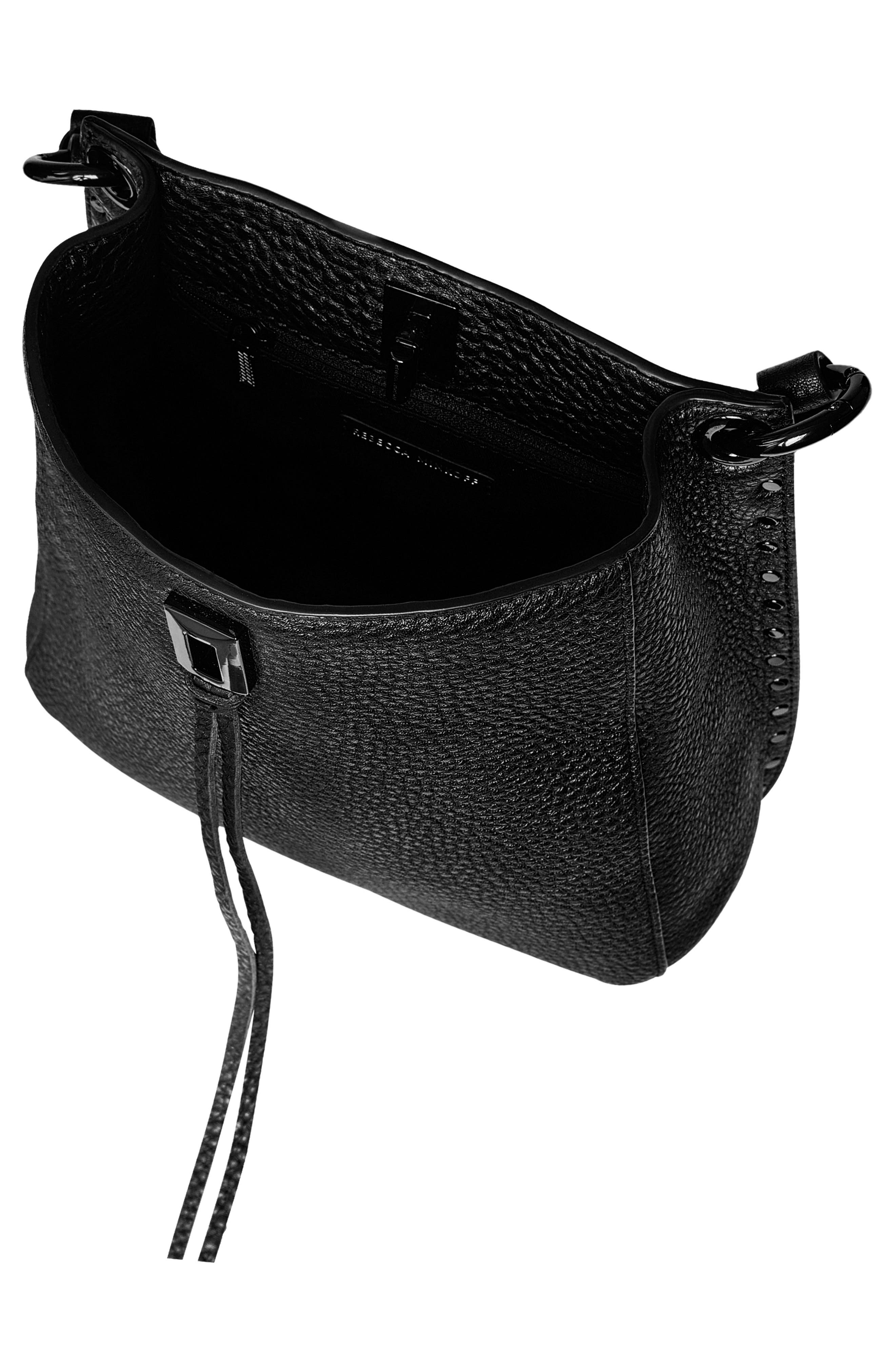 Rebecca Minkoff Darren Leather Shoulder Bag, Alternate, color, Black