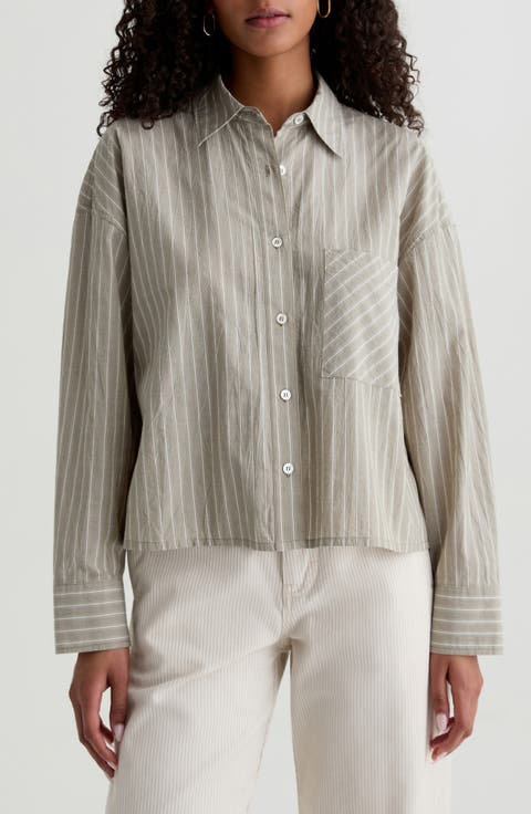 Kellen Relaxed Crop Button-Up Shirt