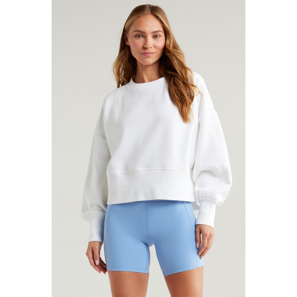 Zella Cloud Fleece Relaxed Sweatshirt In White