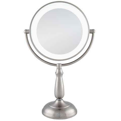 Lighted Makeup Mirror with 5X/1X Magnification & Touch Base Controls