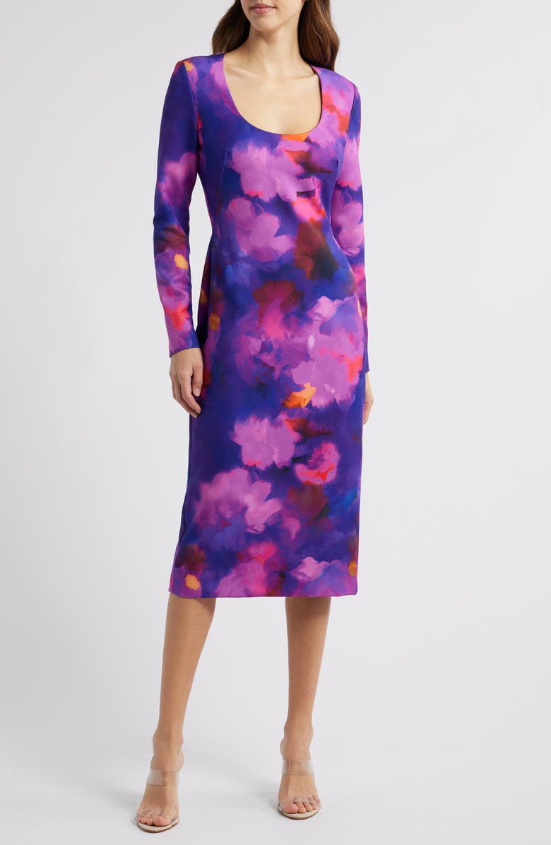 Black Halo Naylah Long Sleeve Sheath Dress, Main, color, Euphoric Harmony