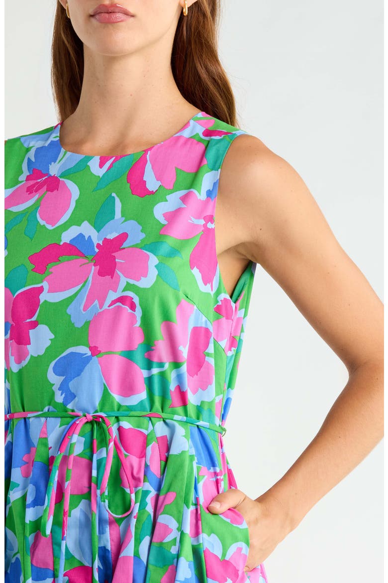 Merily Floral Print Sleeveless Pleated Dress, Alternate, color, KELLY-PINK-MULTI