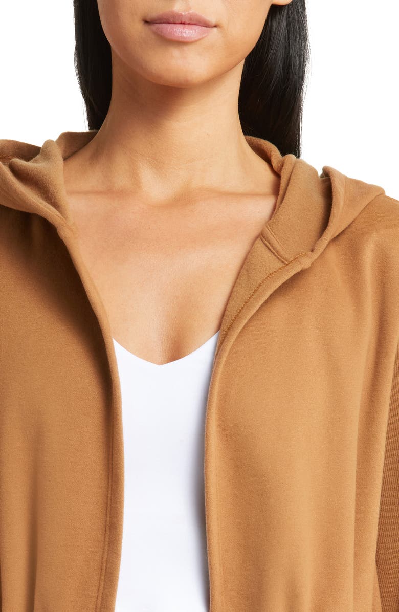 Beyond Yoga On the Go Open Front Hooded Jacket, Alternate, color, Toffee