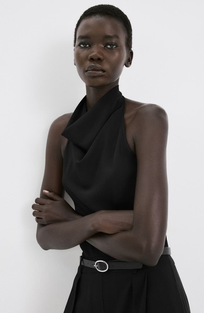 MANGO Halter Neck Belted Jumpsuit, Alternate, color, 