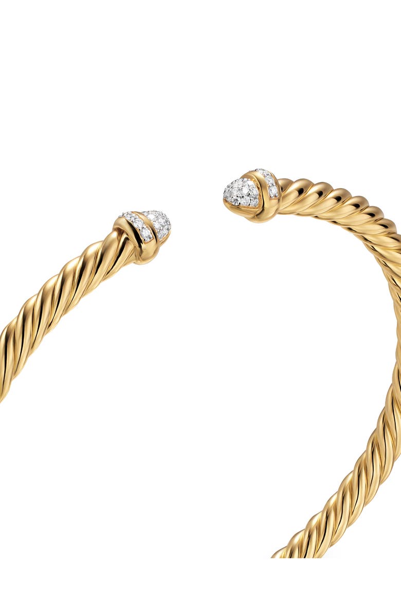 David Yurman Cablespira<sup>®</sup> Flex Bracelet in 18K Yellow Gold with Diamonds, 4mm, Alternate, color, Diamond