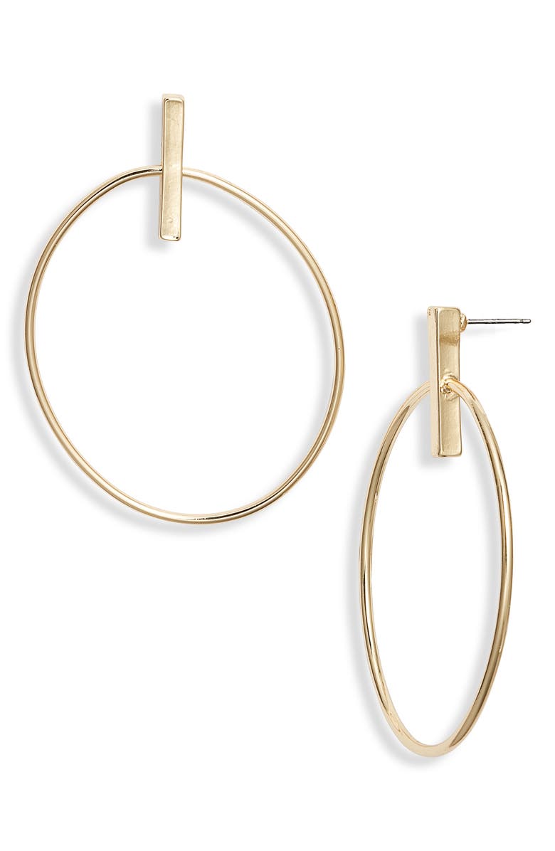 Nordstrom Oval Frontal Hoop Earrings, Main, color, Gold