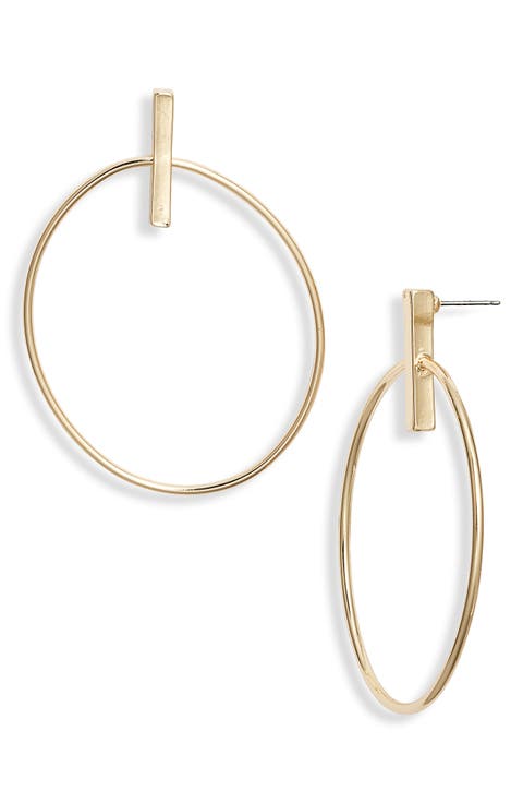 Oval Frontal Hoop Earrings