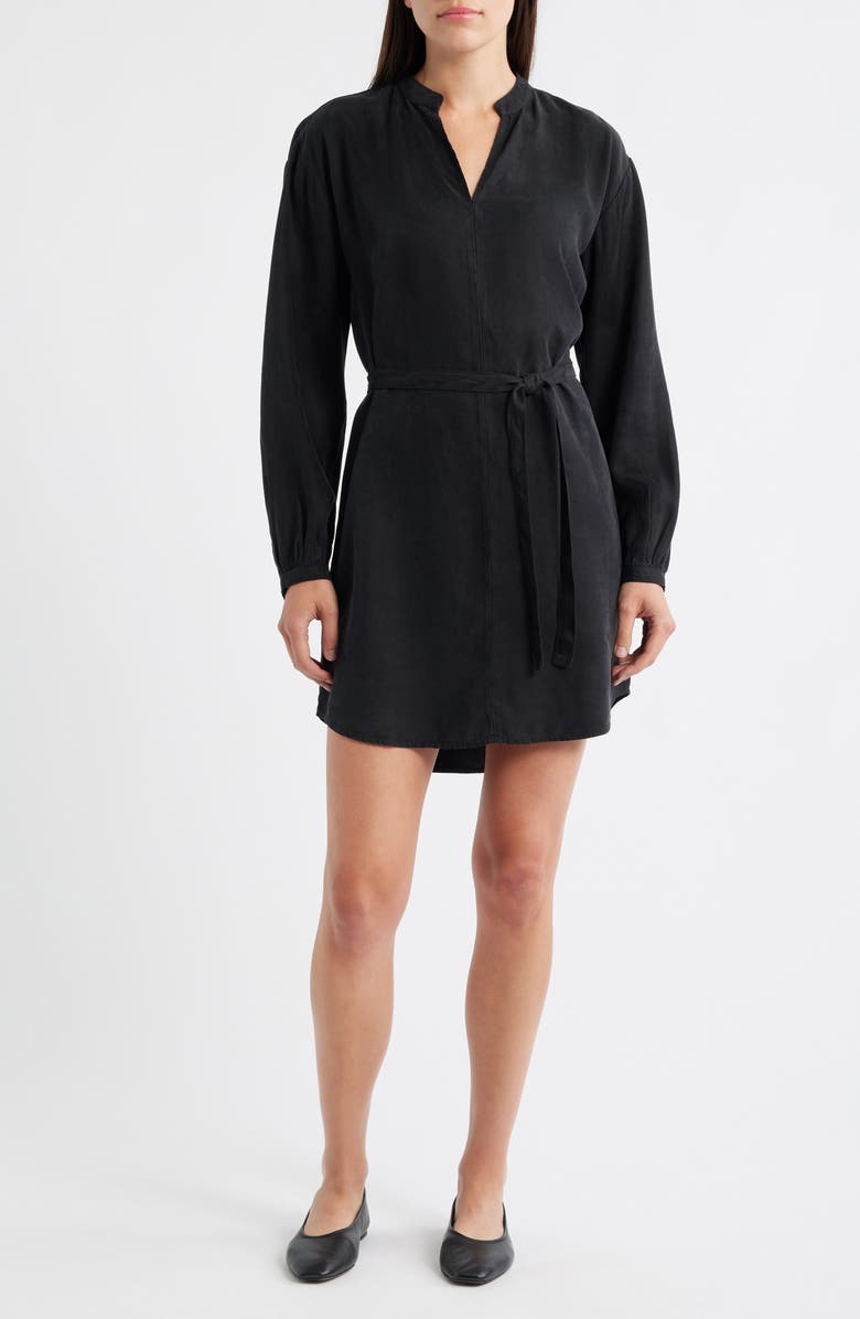 Bella Dahl Long Sleeve Belted Minidress, Main, color, Black