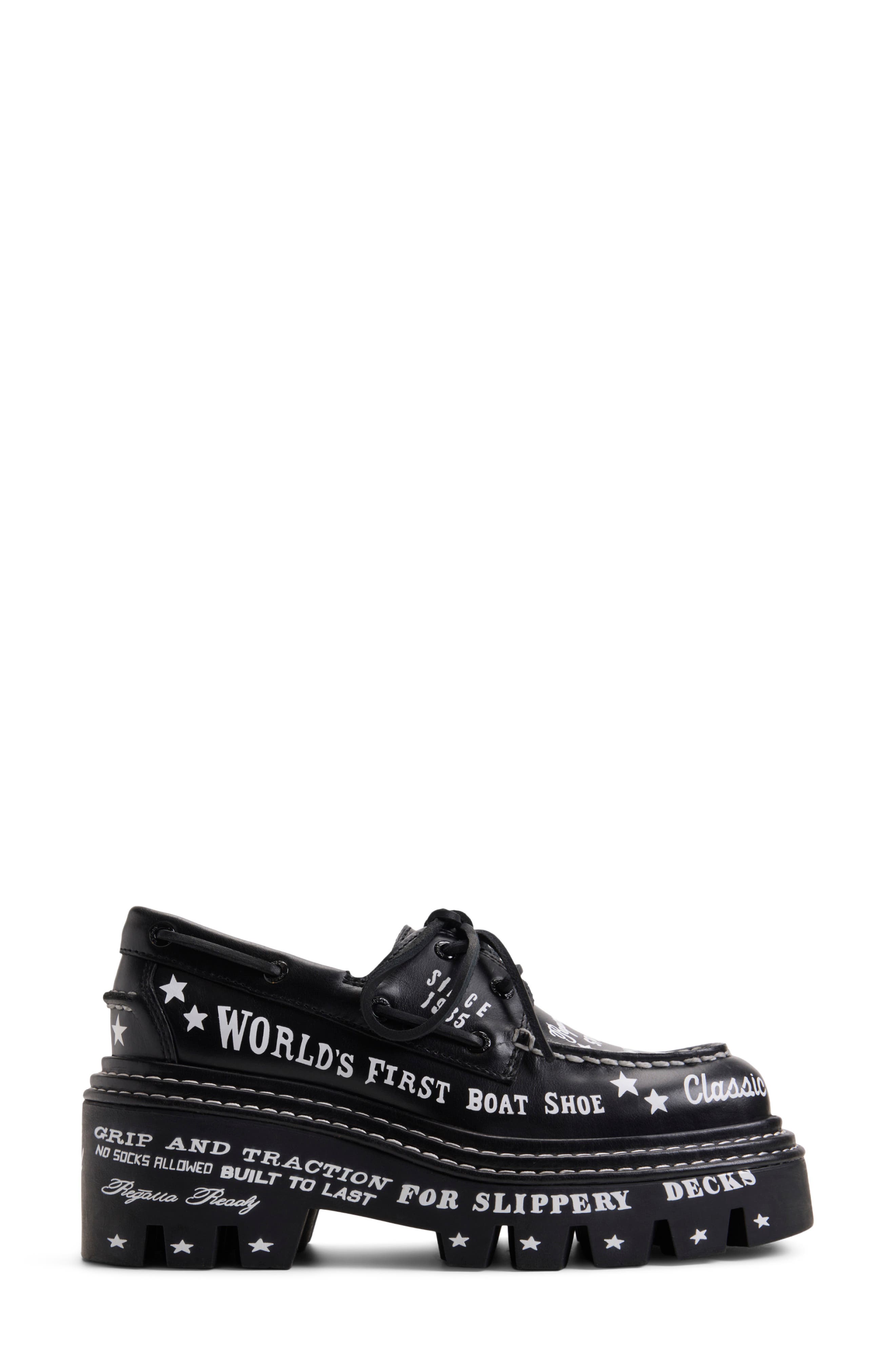 Sperry x MONSE Authentic Original 2-Eye Lug Boat Shoe, Alternate, color, Black Graphic