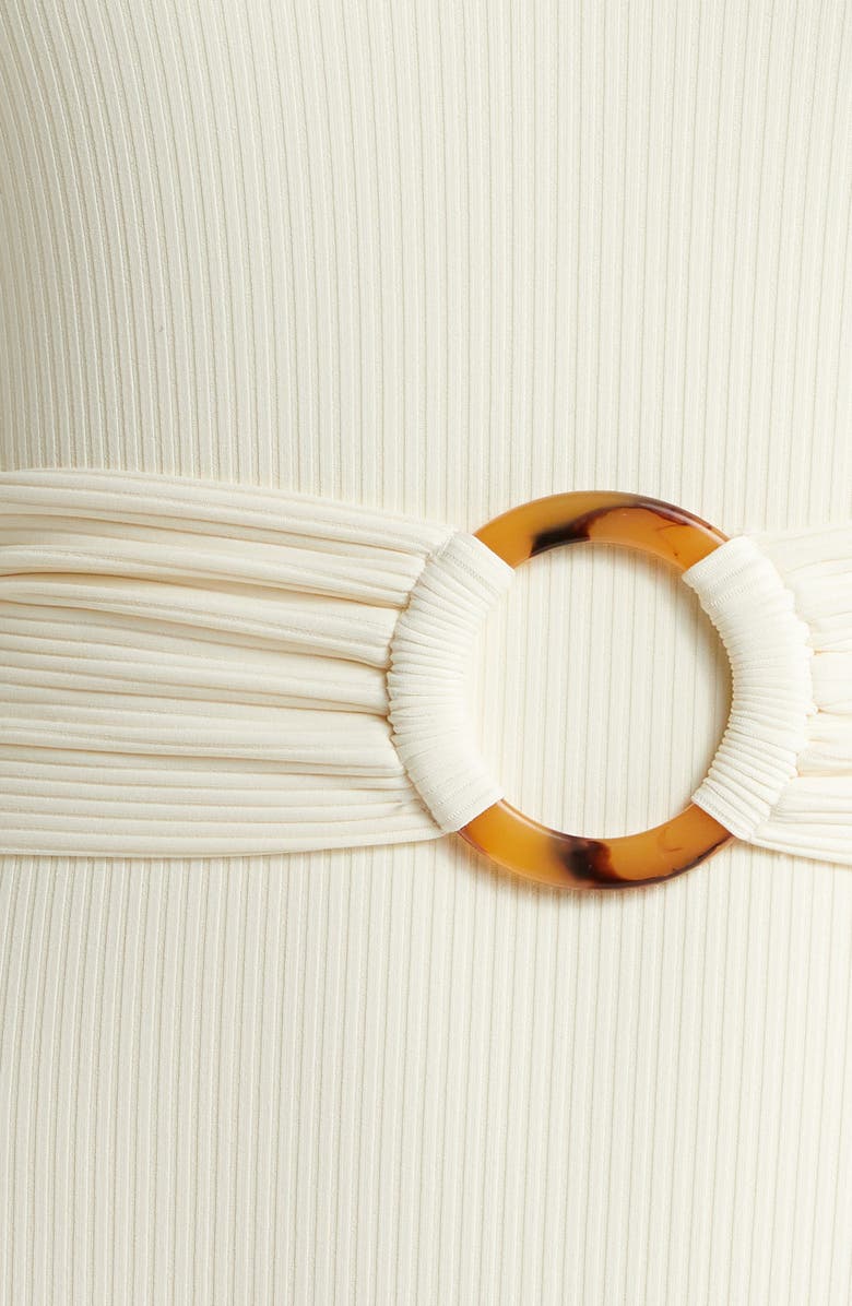 MONTCE Kim Belted Rib One-Piece Swimsuit, Alternate, color, Cream Rib
