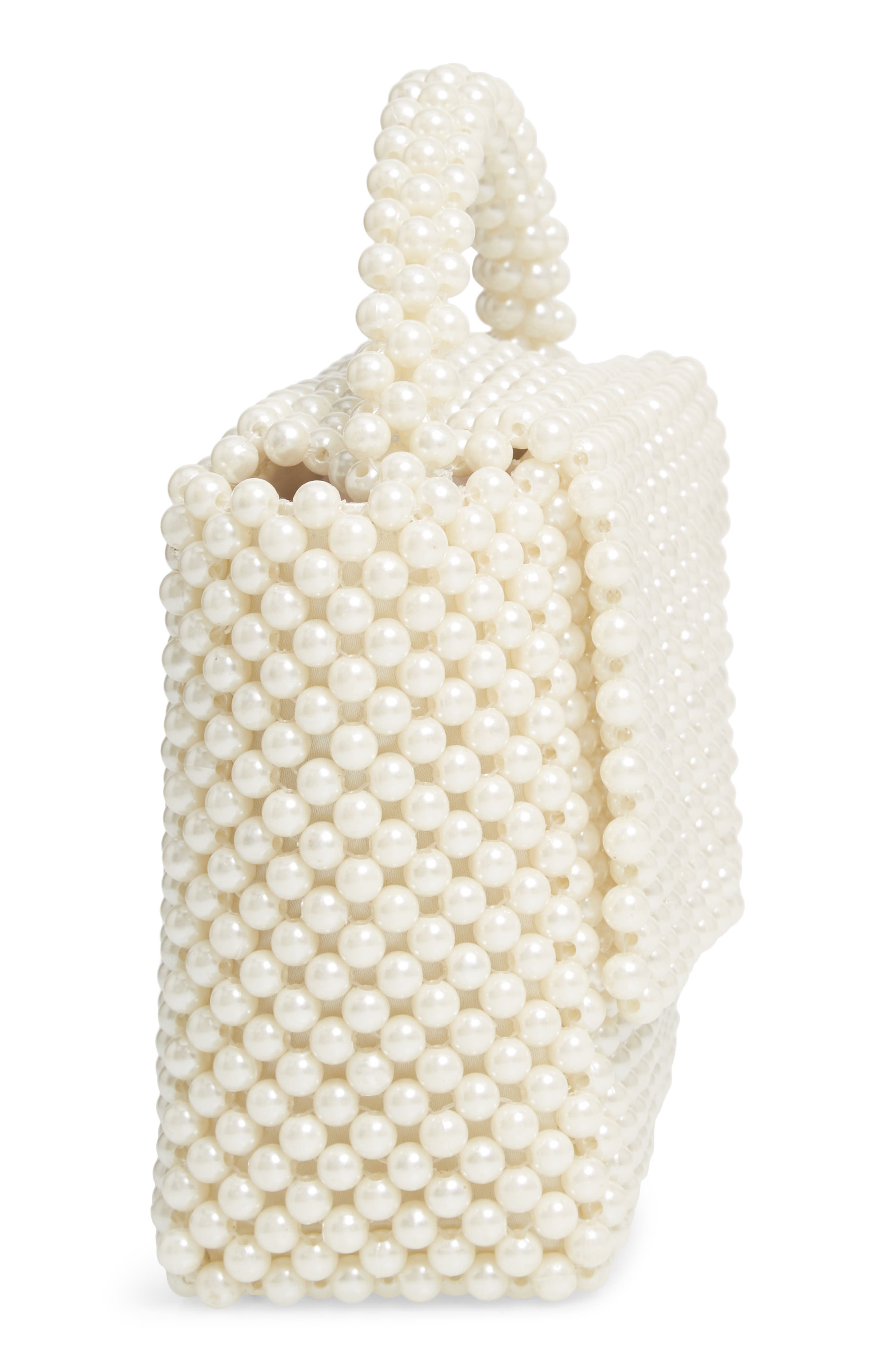 Skinnydip Gia Imitation Pearl Top Handle Handbag, Alternate, color, 