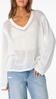 Roxy Summer Nights Open Knit V-Neck Top