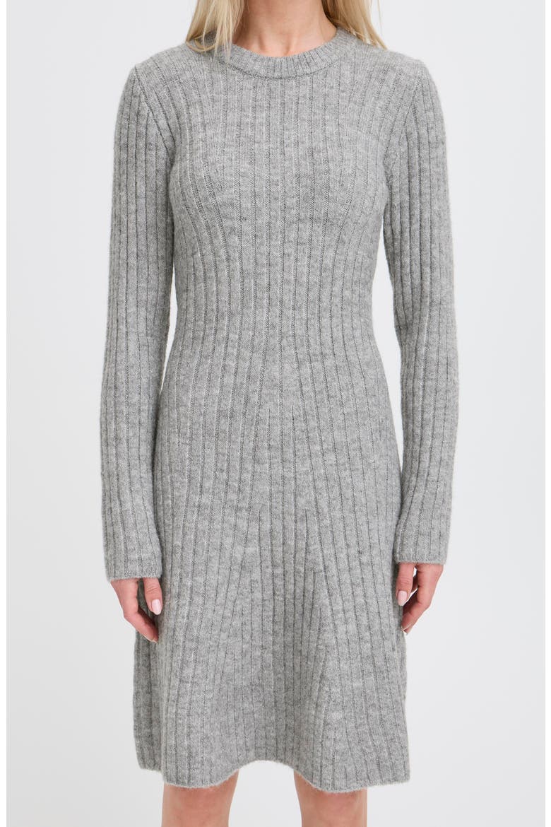 Ribbed Knit Long Sleeve Sweater Dress, Alternate, color, MID GREY MELANGE