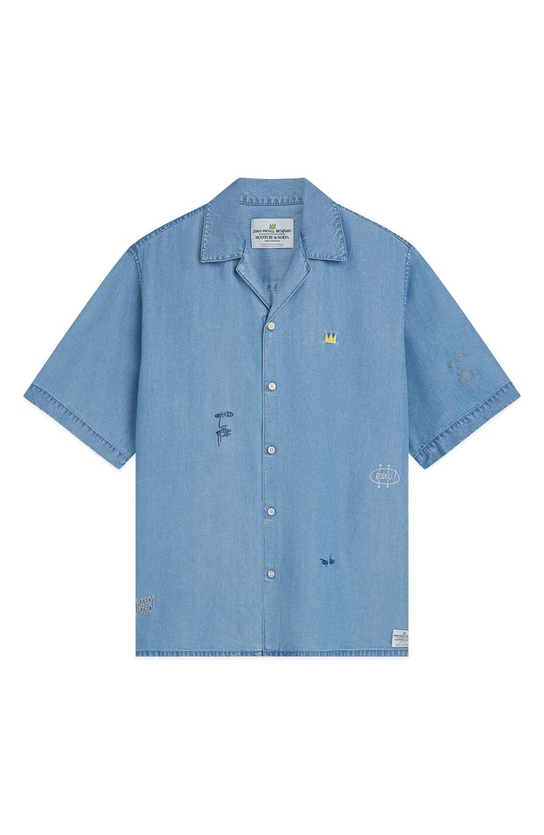 Scotch & Soda x Basquiat Indigo Shirt, Alternate, color, Washed Indigo