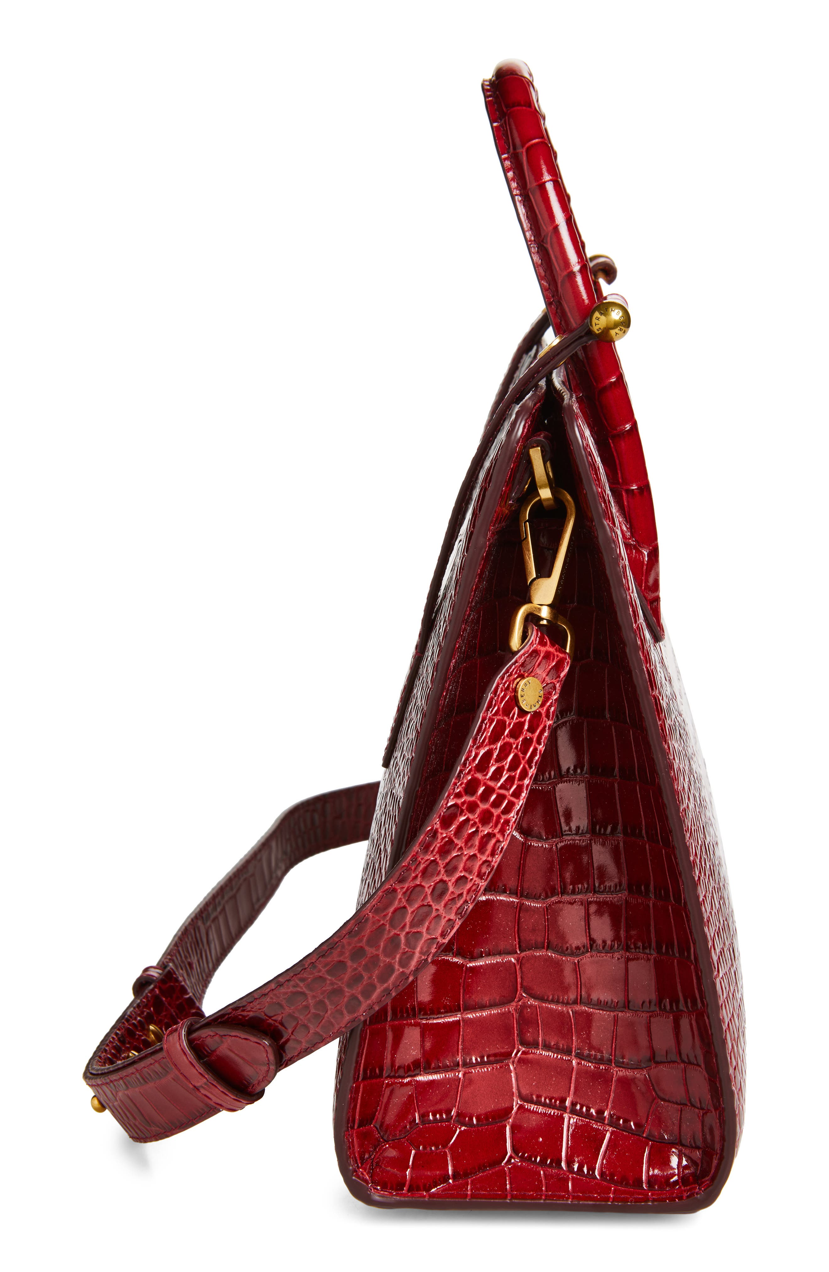 Strathberry Midi Croc Embossed Leather Tote, Alternate, color, Oxblood