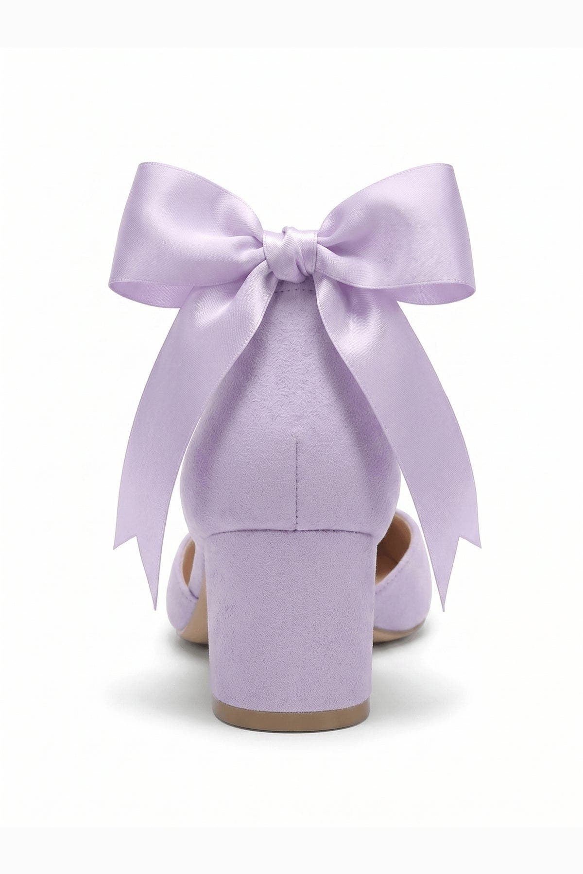Forever & Always Shoes Arielle Bow Ankle Strap Block Heel Pump, Alternate, color, Lilac Suede
