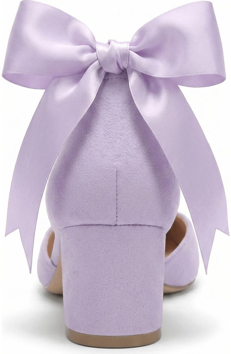 Forever & Always Shoes Arielle Bow Ankle Strap Block Heel Pump, Alternate, color, Lilac Suede