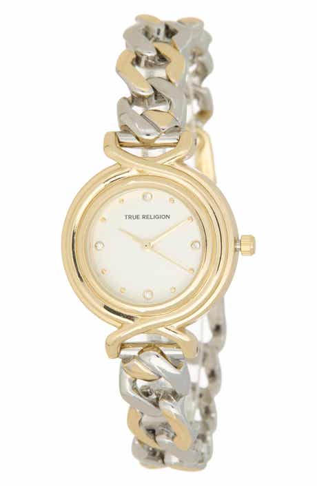 Two Tone Chain Bracelet Watch, 29mm