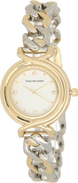 True Religion Two Tone Chain Bracelet Watch, 29mm