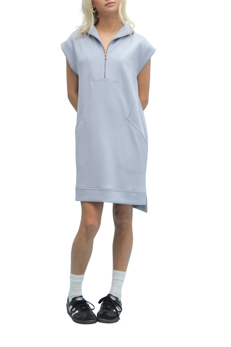 Scuba Half-Zip Minidress, Main, color, CLOUD