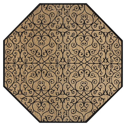 Madrid Vintage Filigree Textured Weave Octagon Indoor/Outdoor Area Rug