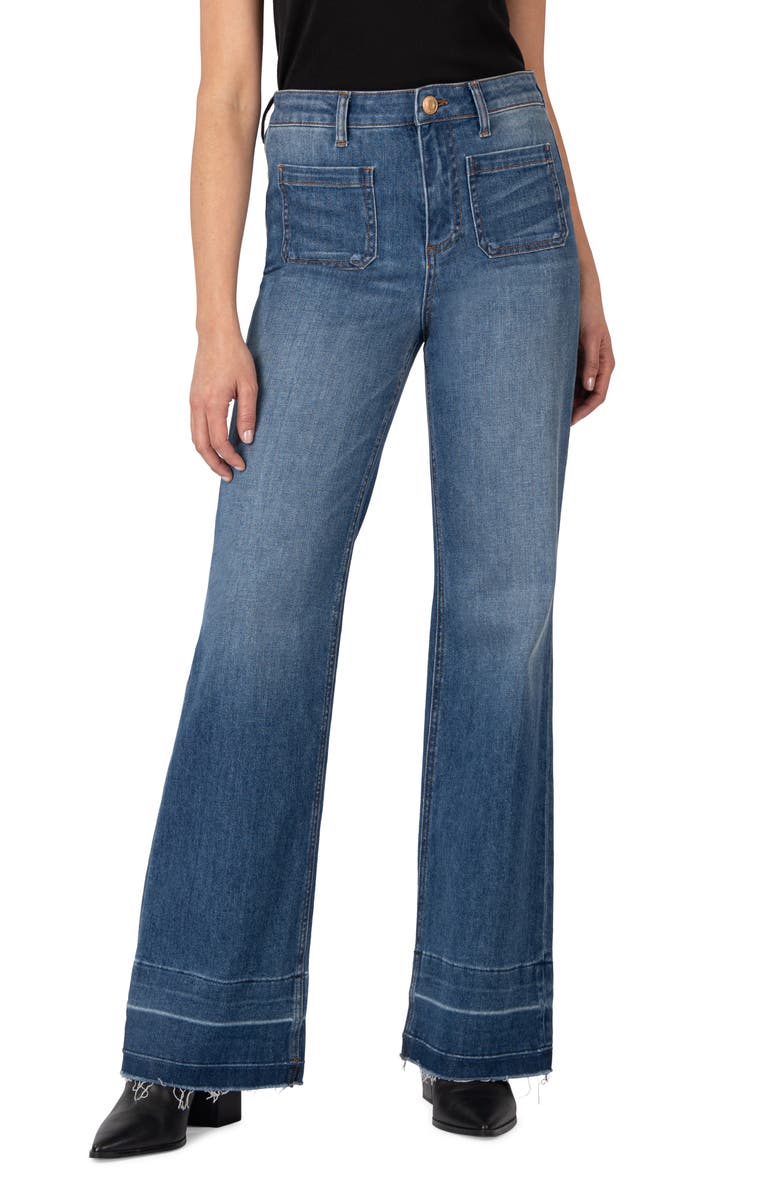 KUT from the Kloth Goldie Patch Pocket High Waist Super Flare Jeans, Main, color,
