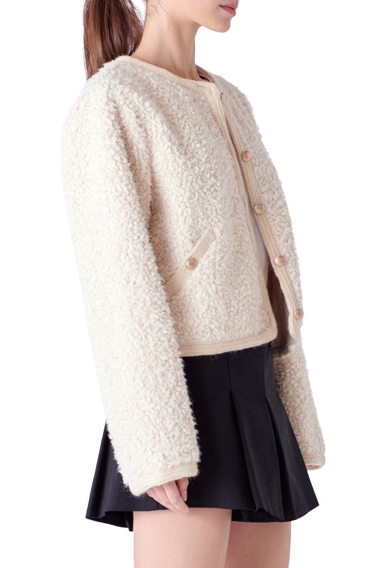 Bouclé Cardigan Jacket, Alternate, color, OFF WHITE