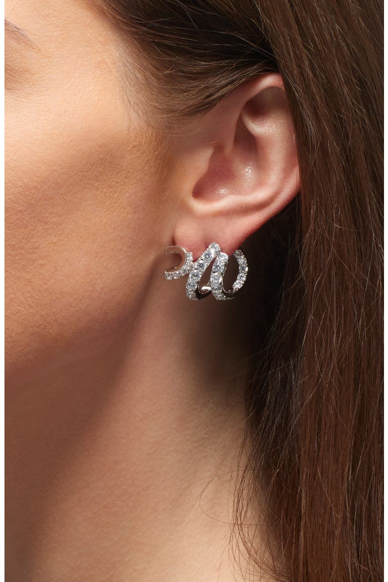 Ane Cubic Zirconia Ribbon Stud Earrings, Alternate, color, RHODIUM
