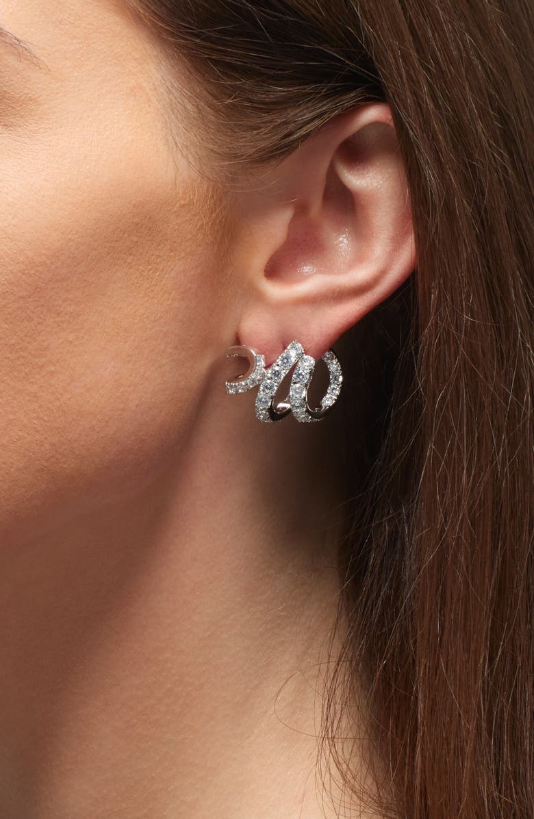 Nadri Ane Cubic Zirconia Ribbon Stud Earrings, Alternate, color, Rhodium