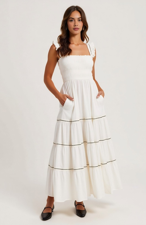 Tiered Maxi Dress with Smocked Bodice