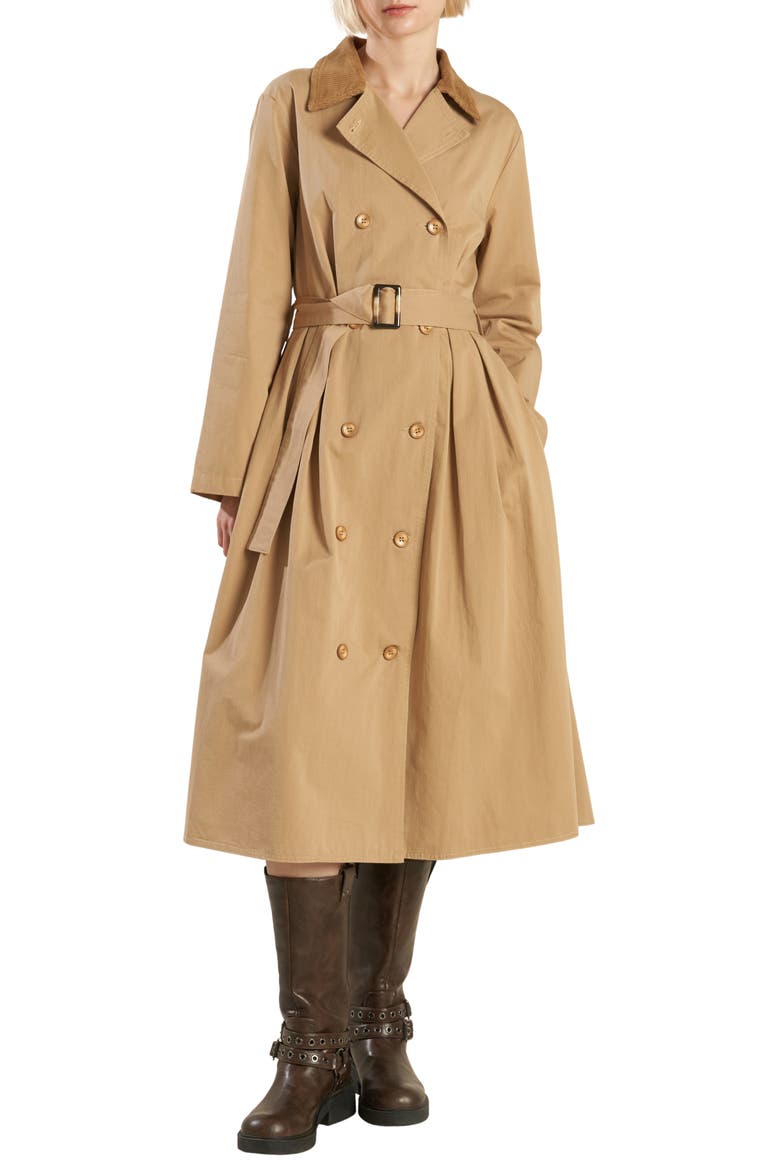 Cotton Trench Midi Dress, Main, color, CAMEL